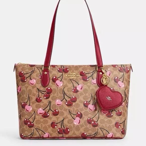 NWT Coach CP368 Heart Bag Charm IN Gold/Dark Ruby - Picture 6 of 6